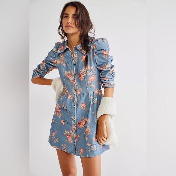 LoveShackFancy Dresses & Skirts - NWOT Loveshackfancy Beyers Ruffle Trim Collar Corduroy Puff Sleeve Mini Dress 2
